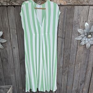 LAKE Brand Green and White Striped Maxi Dress & Swim Cover-Up